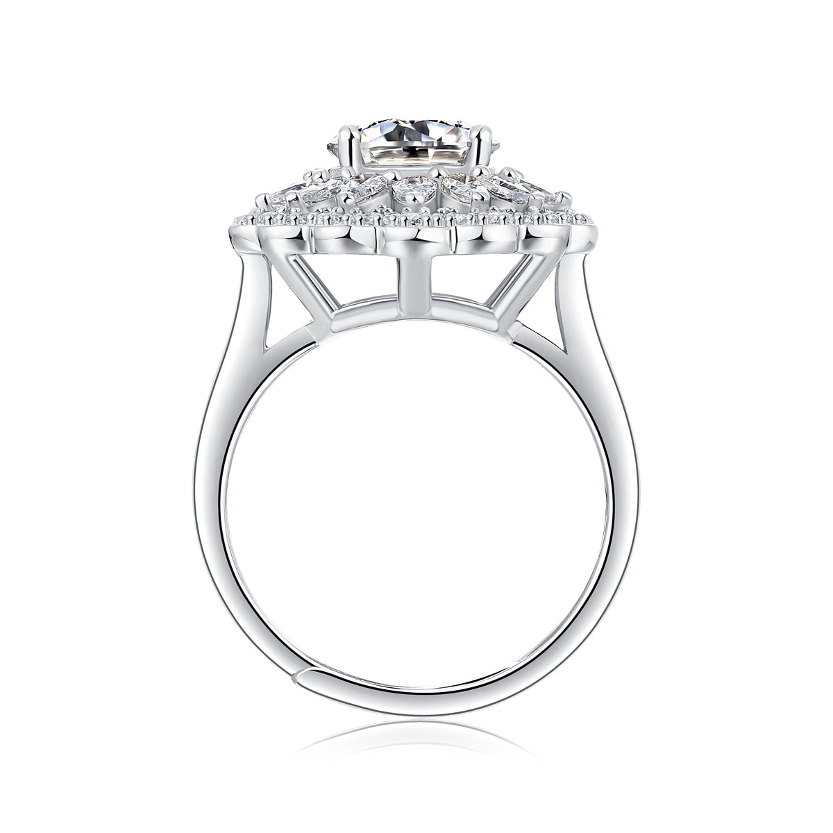 LANjewels Sunflower Halo Moissanite Engagement Ring 2.0 ct