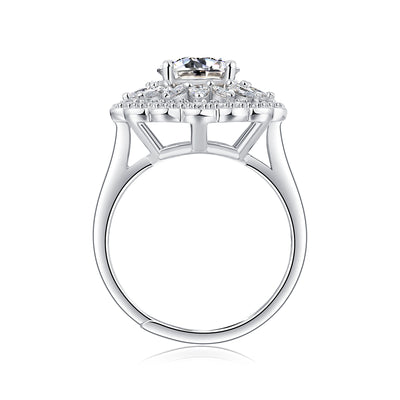 LANjewels Sunflower Halo Moissanite Engagement Ring 2.0 ct