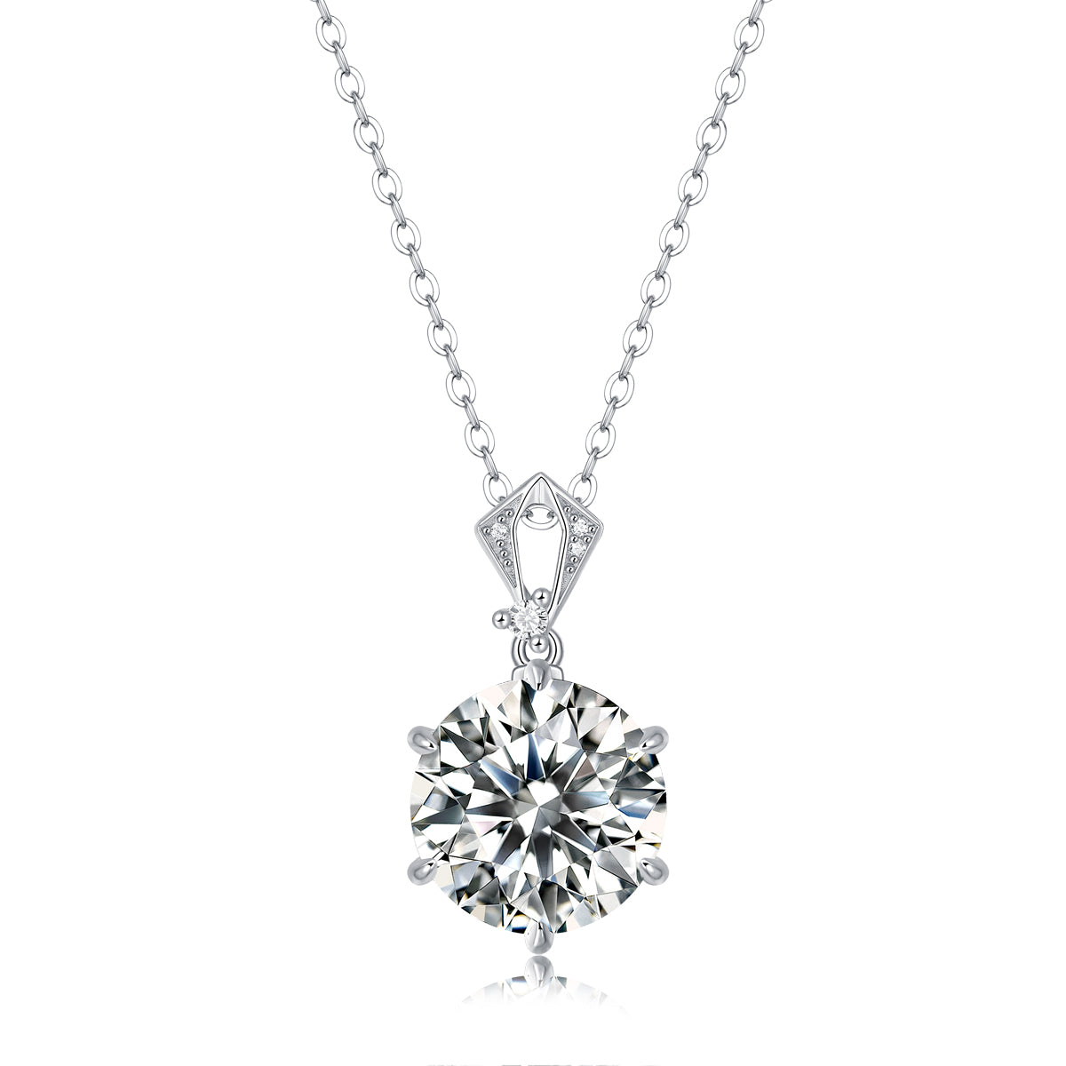 LANjewels Classic Six-Prong Moissanite Pendant Necklaces 10.0ct