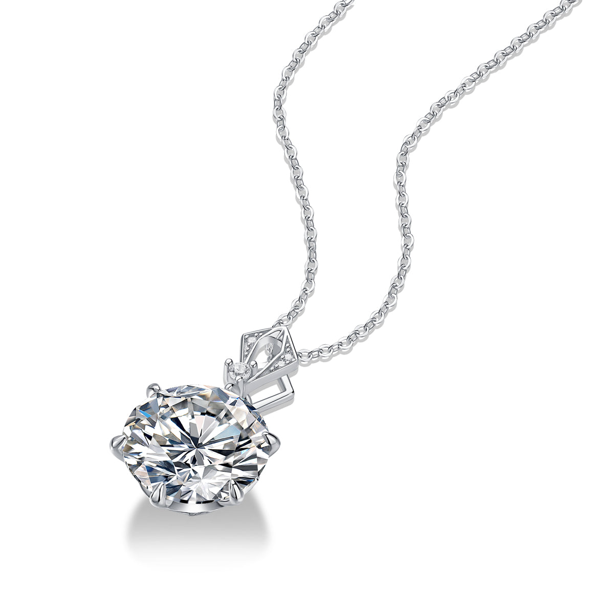 LANjewels Classic Six-Prong Moissanite Pendant Necklaces 10.0ct