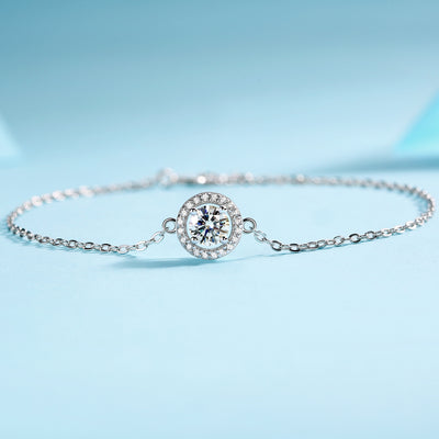 Lanjewels Round Halo Moissanite Tennis Bracelet 0.5ct