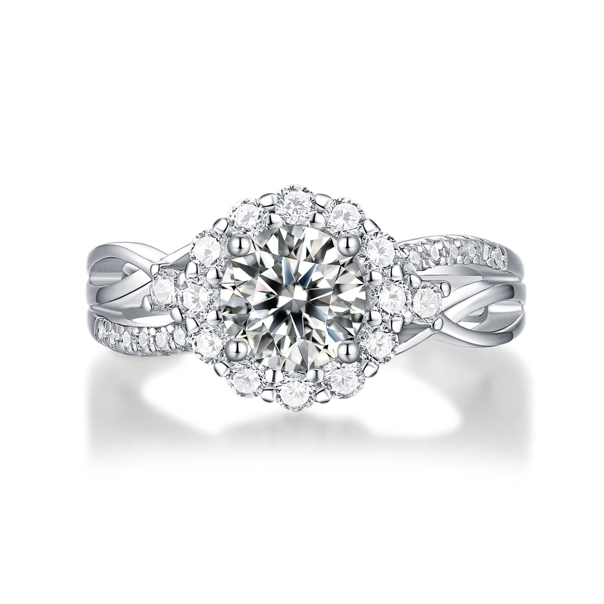 LANjewels Luxury Halo Moissanite Engagement Ring 1.0 ct