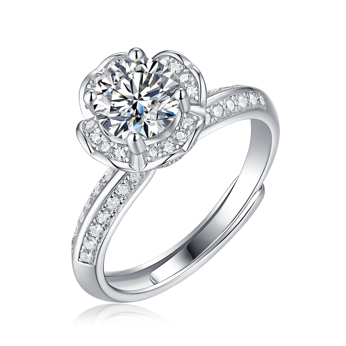 LANjewels Flower Shape Moissanite Engagement Ring 1.0 ct