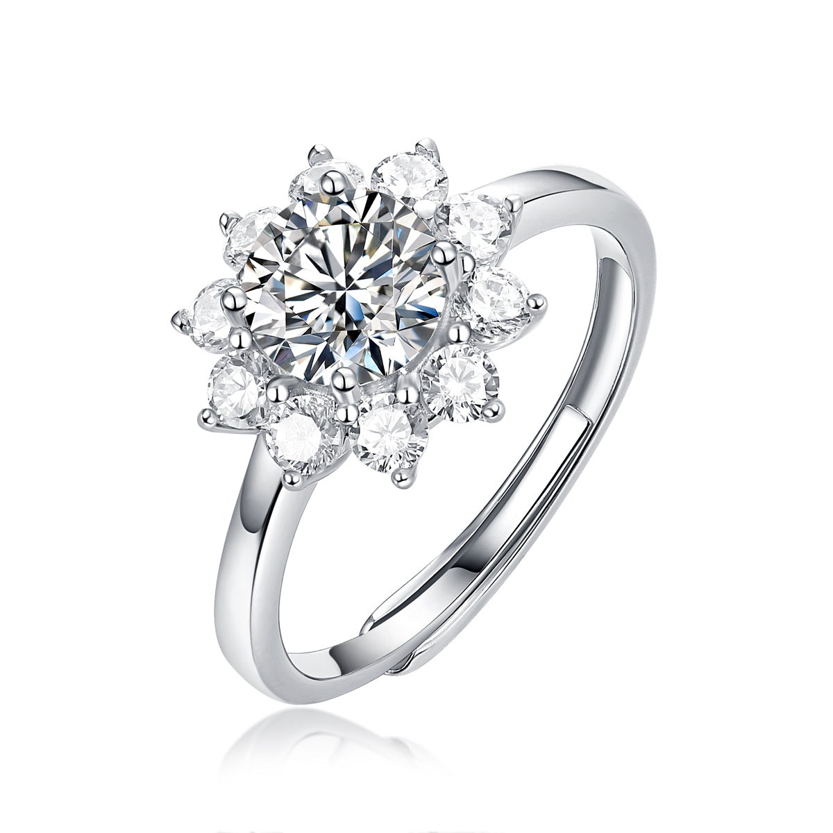 LANjewels Sunflower Moissanite Engagement Ring 1.0 ct