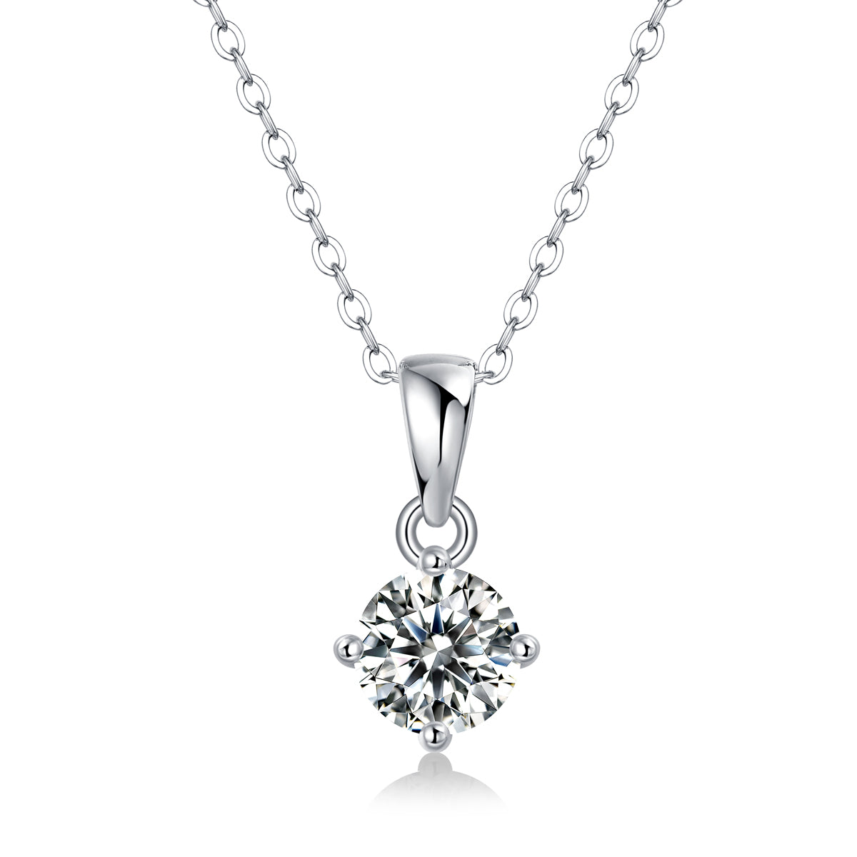 LANjewels Classic Four-Prong Moissanite Pendant Necklaces 1.0ct