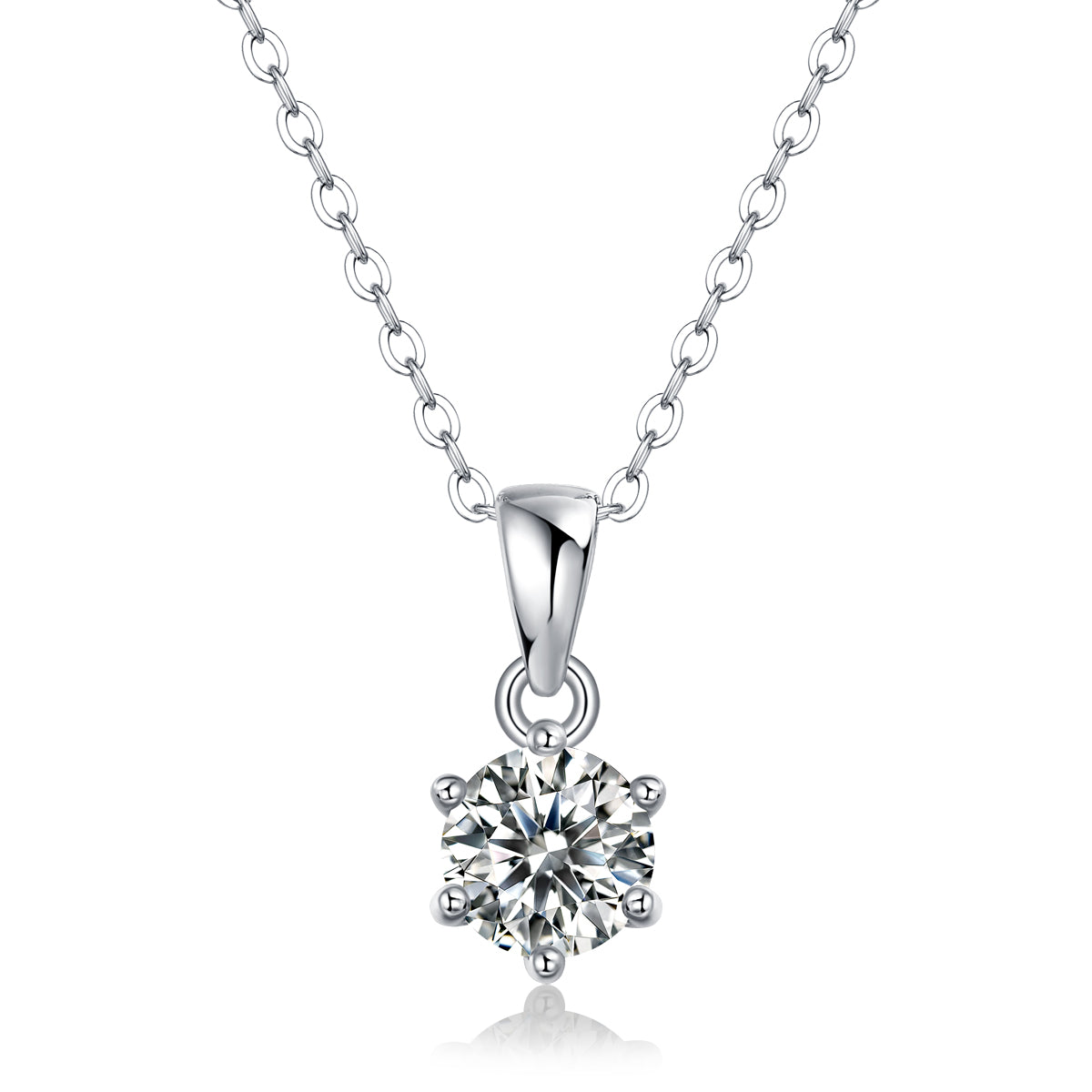 LANjewels Oath Six-Prong Moissanite Pendant Necklaces 1.0ct