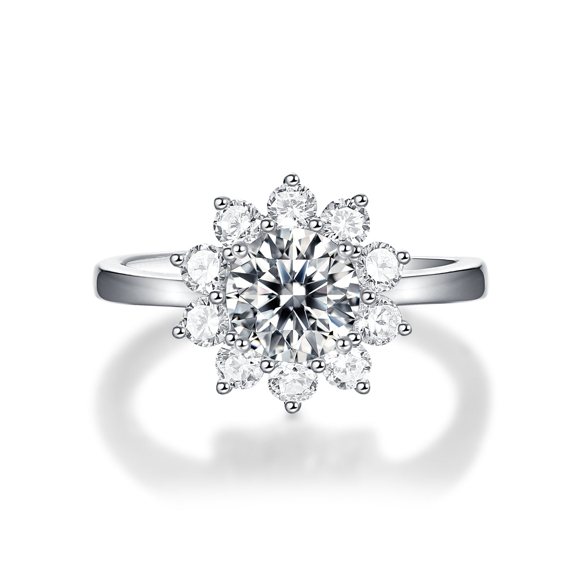 LANjewels Sunflower Moissanite Engagement Ring 1.0 ct