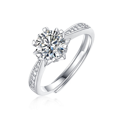 LANjewels Classic Snowflake Moissanite Engagement Ring 1.0 ct