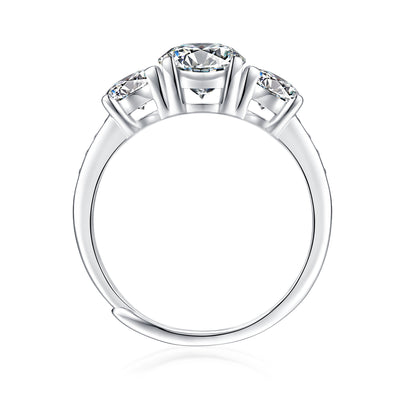 LANjewels Accent Three-Stone Moissanite Engagement Ring 1.0 ct