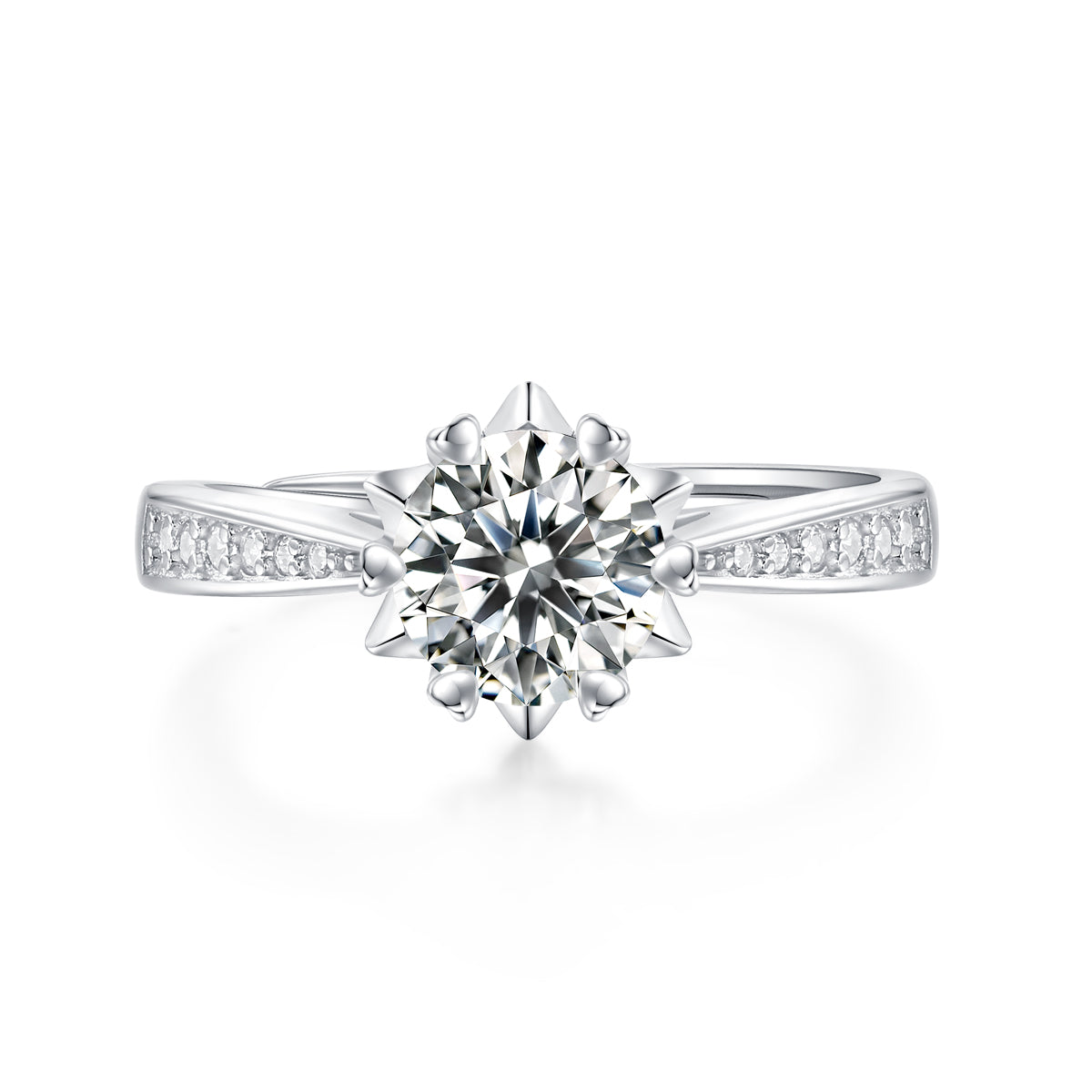 LANjewels Classic Snowflake Moissanite Engagement Ring 1.0 ct