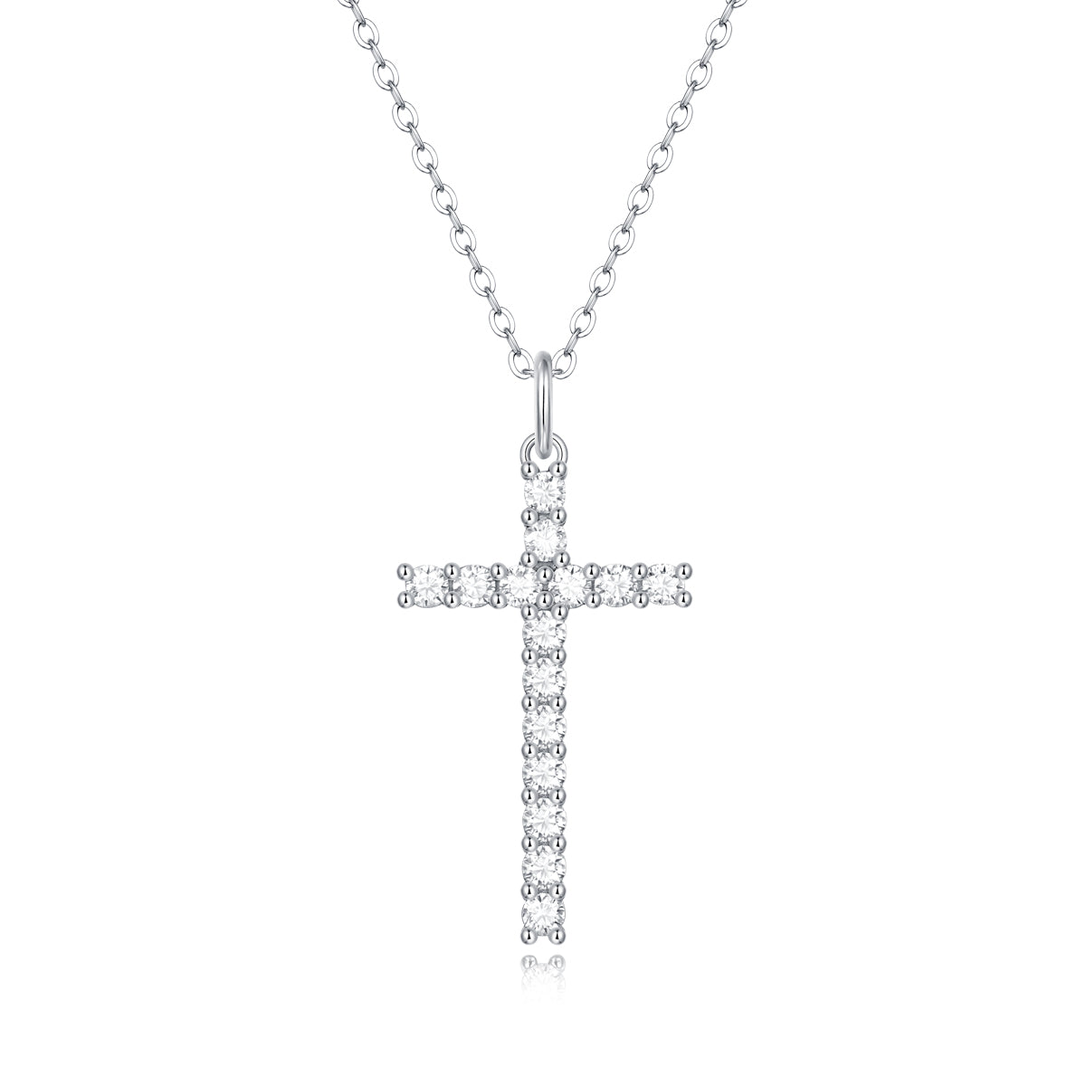 LANjewels Cross Moissanite Pendant Necklaces 0.9ct