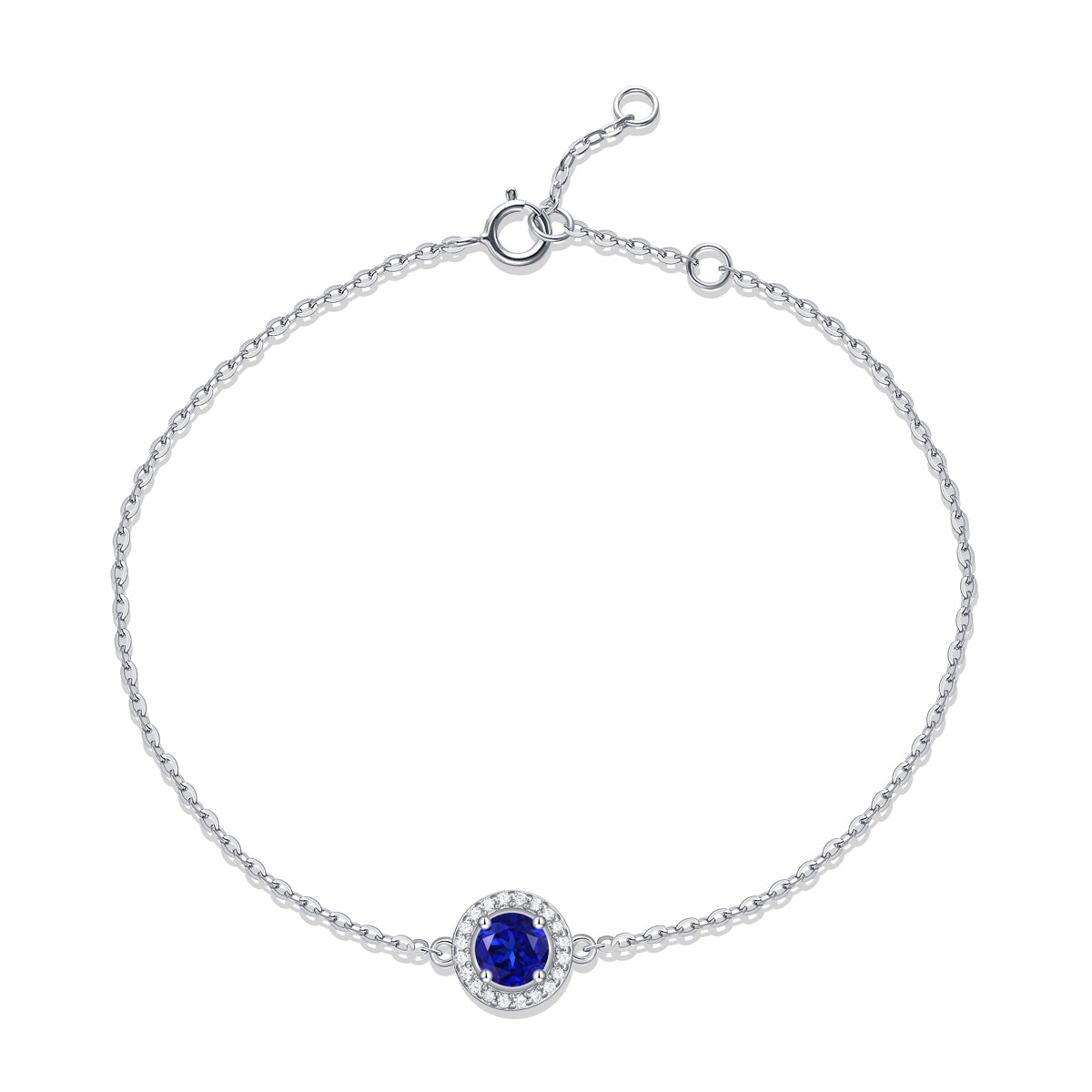 Lanjewels Round Halo Lab Created Blue Sapphire Bracelet 1.0 ct