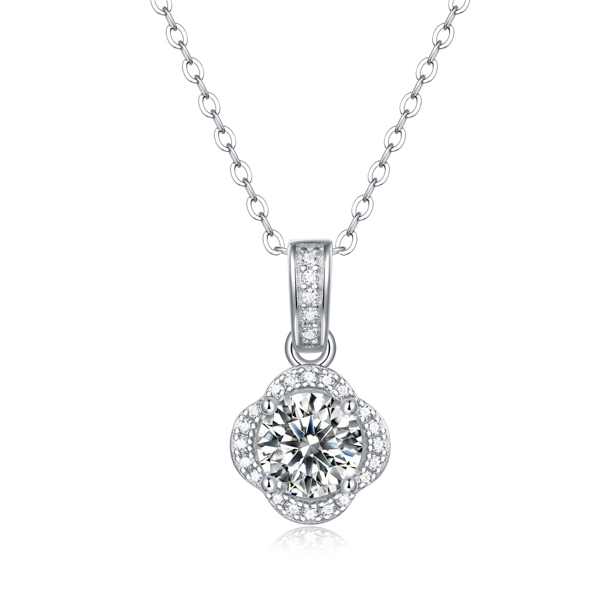 LANjewels Lucky Clover Moissanite Pendant Necklaces 1.0ct