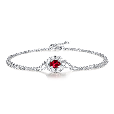 Lanjewels Halo Oval Lab Created Ruby Bracelet 1.0 ct