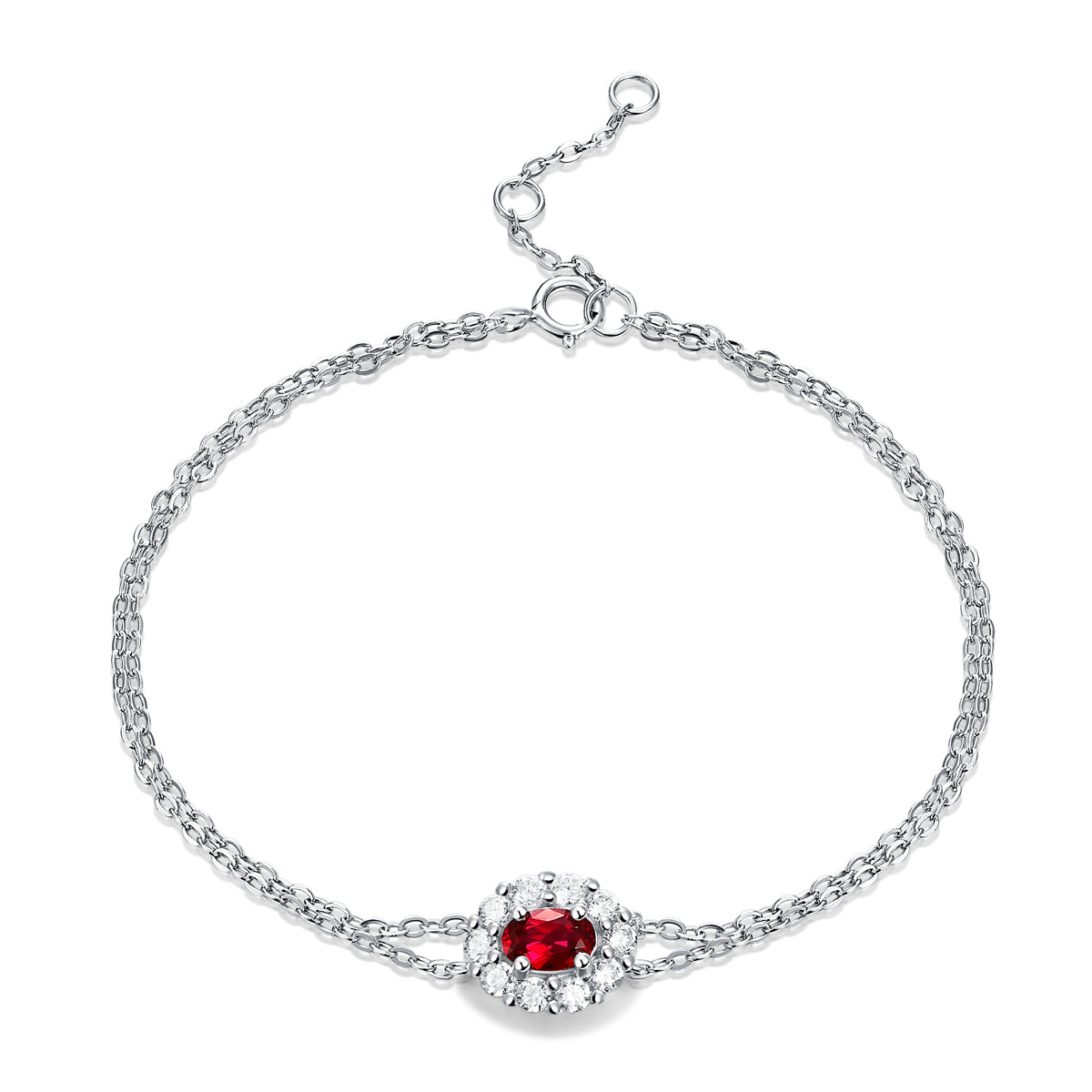 Lanjewels Halo Oval Lab Created Ruby Bracelet 1.0 ct