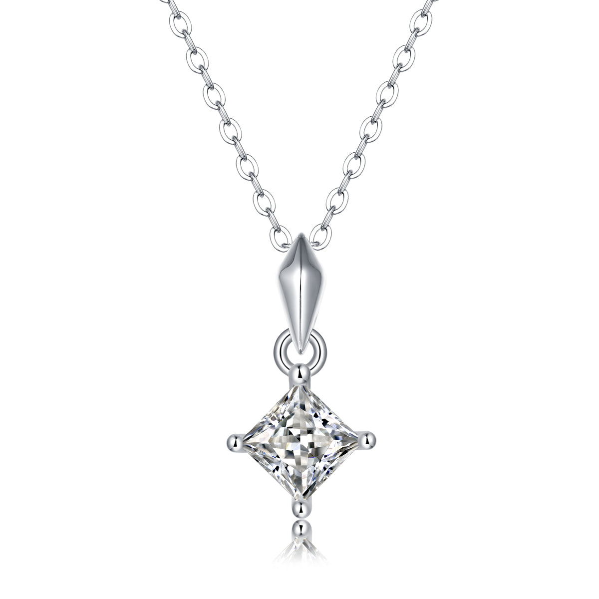 LANjewels Princess Four-Prong Moissanite Pendant Necklaces 1.0ct