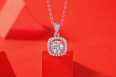 LANjewels Geometry Moissanite Pendant Necklaces 1.0ct