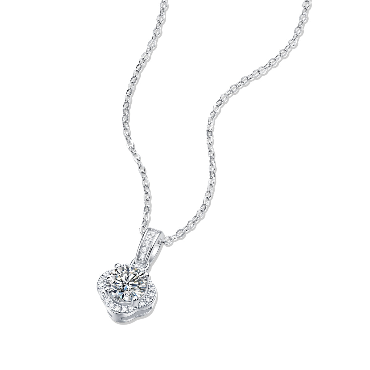 LANjewels Lucky Clover Moissanite Pendant Necklaces 1.0ct