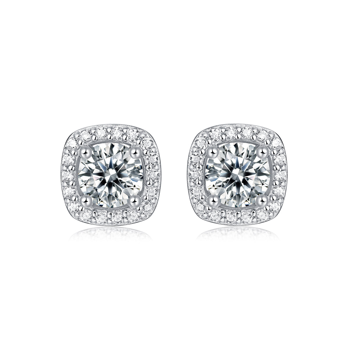 LANjewels Square Halo Moissanite Stud Earrings (1.0 ct.tw.)