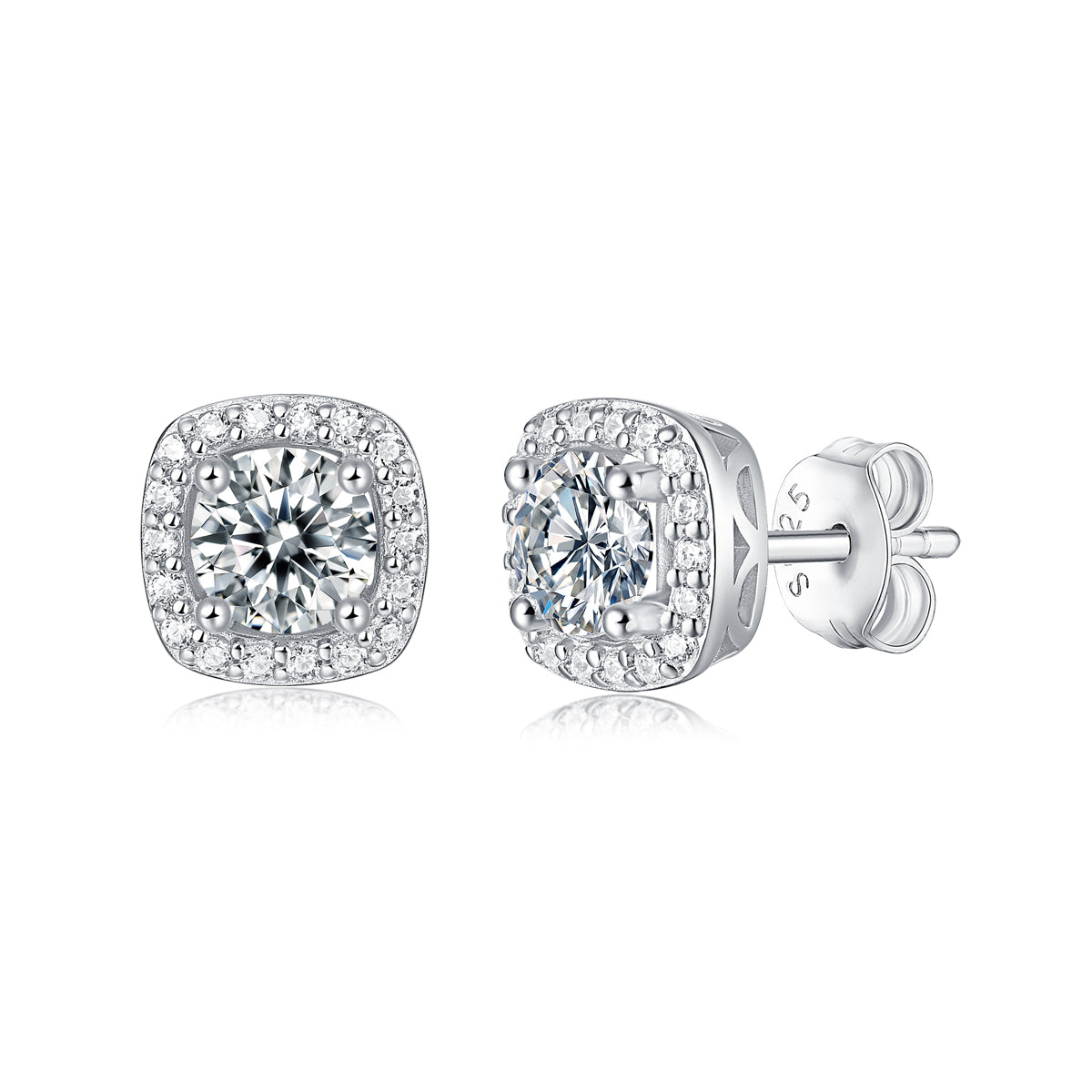 LANjewels Square Halo Moissanite Stud Earrings (1.0 ct.tw.)