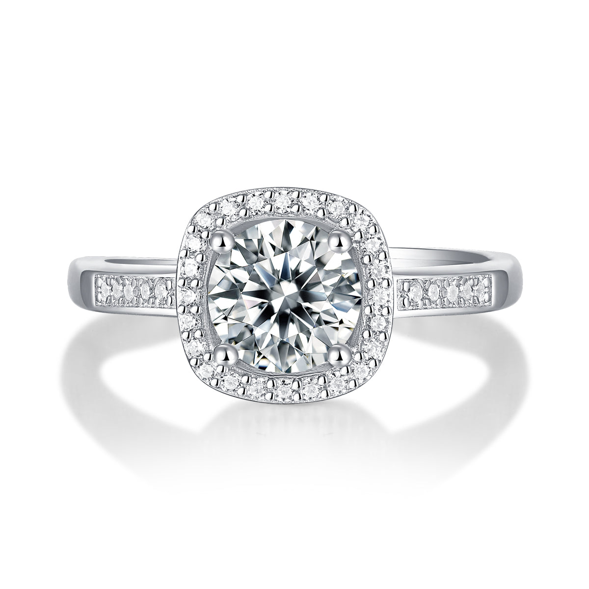 LANjewels Square Halo Moissanite Engagement Ring