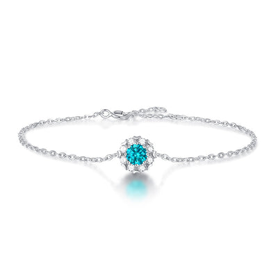 Lanjewels Stunning Halo Blue Moissanite Bracelet 0.5 ct