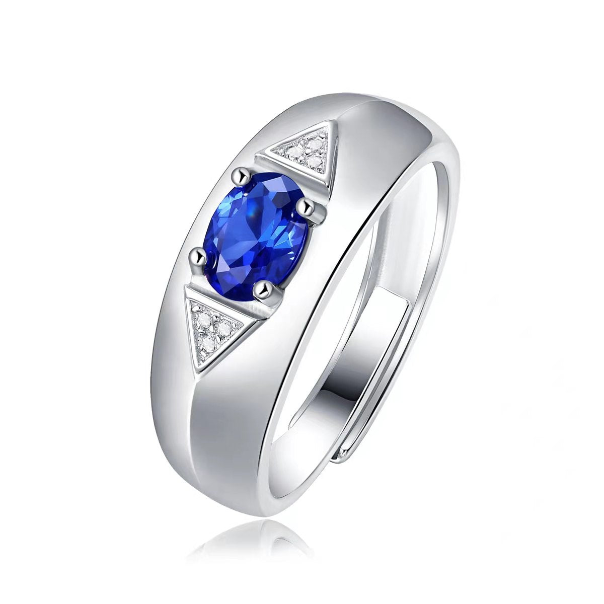 LANjewels Fashion Men's Lab Created Blue Sapphire Ring 1.0 ct