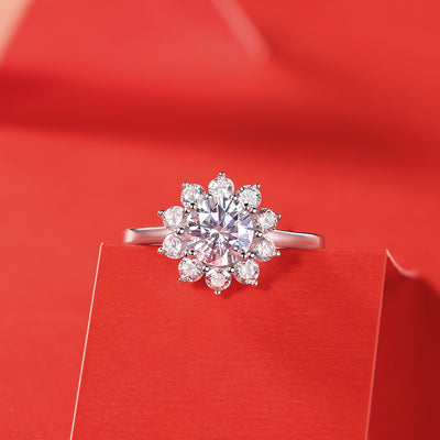 LANjewels Sunflower Moissanite Engagement Ring 1.0 ct