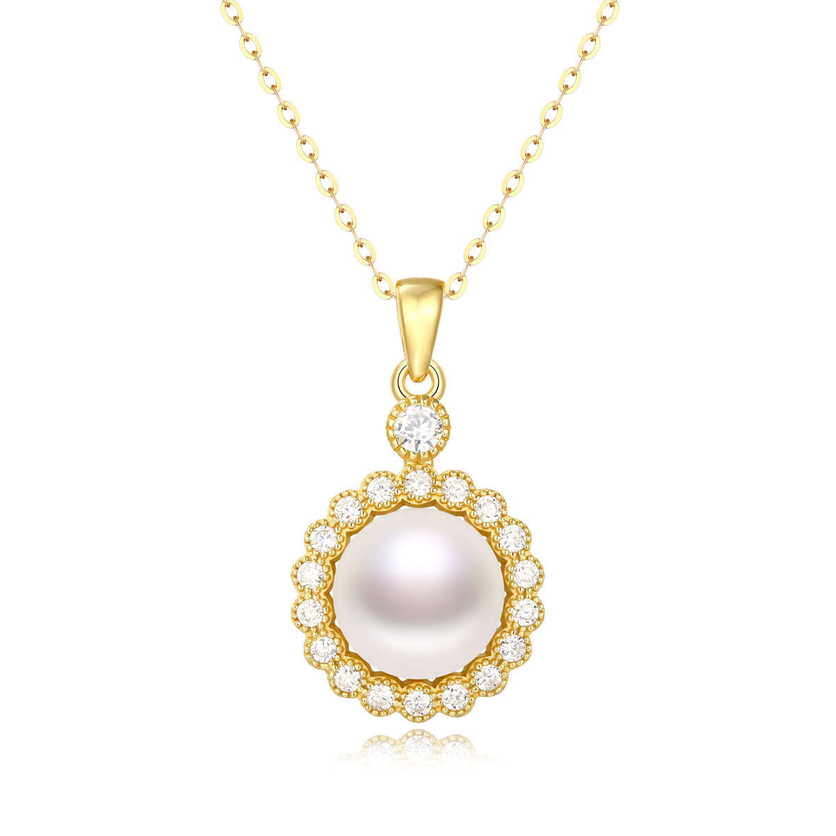 LANjewels Halo Gold Plated Pearl Pendant Necklaces