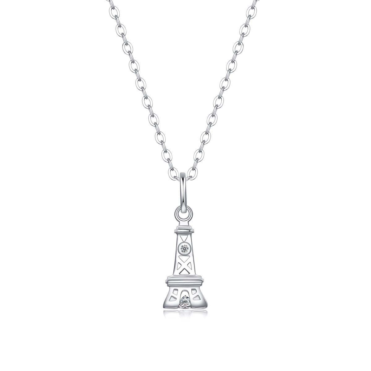 LANjewels Eiffel Tower Moissanite Pendant Necklace 0.3 ct