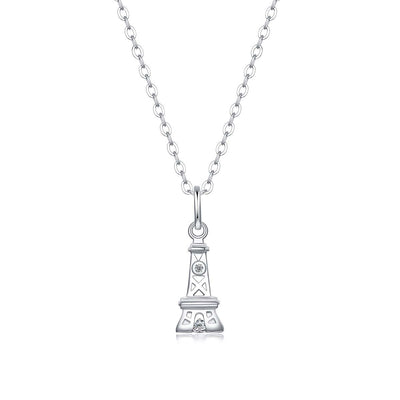 LANjewels Eiffel Tower Moissanite Pendant Necklace 0.3 ct