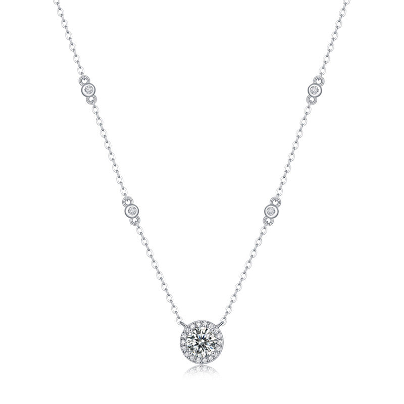 LANjewels Fashion Halo Moissanite Pendant Necklace 1.0 ct