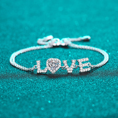 Lanjewels "LOVE" Word Moissanite Diamond Bracelet 0.5 ct