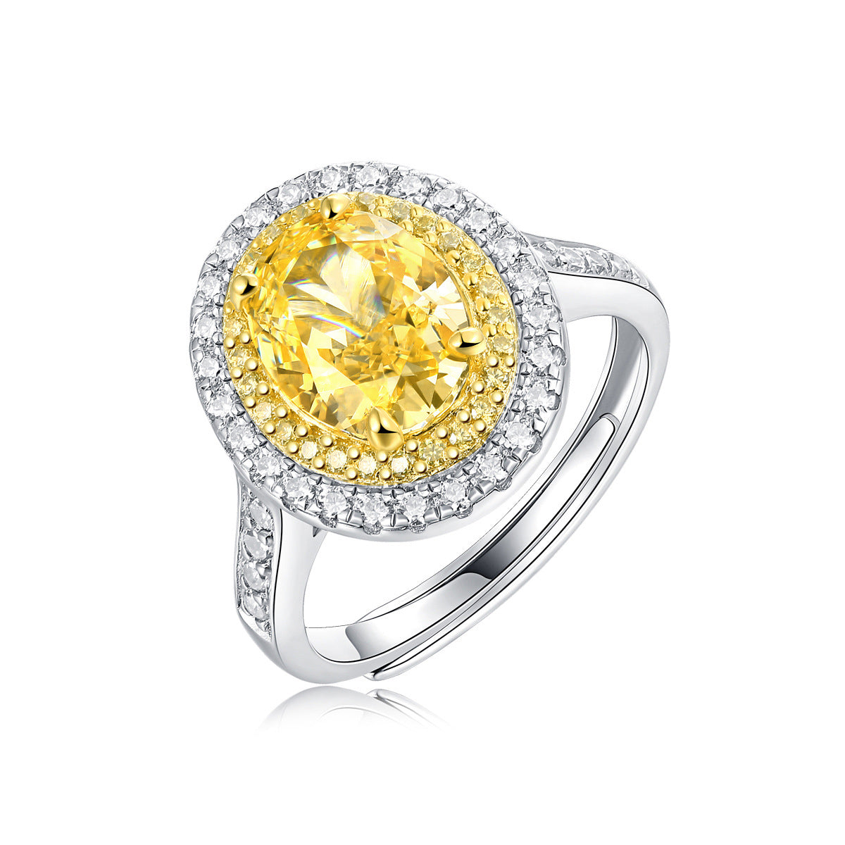 LANjewels Egg Shape Yellow Lab Grown Diamond Ring 4.0 ct