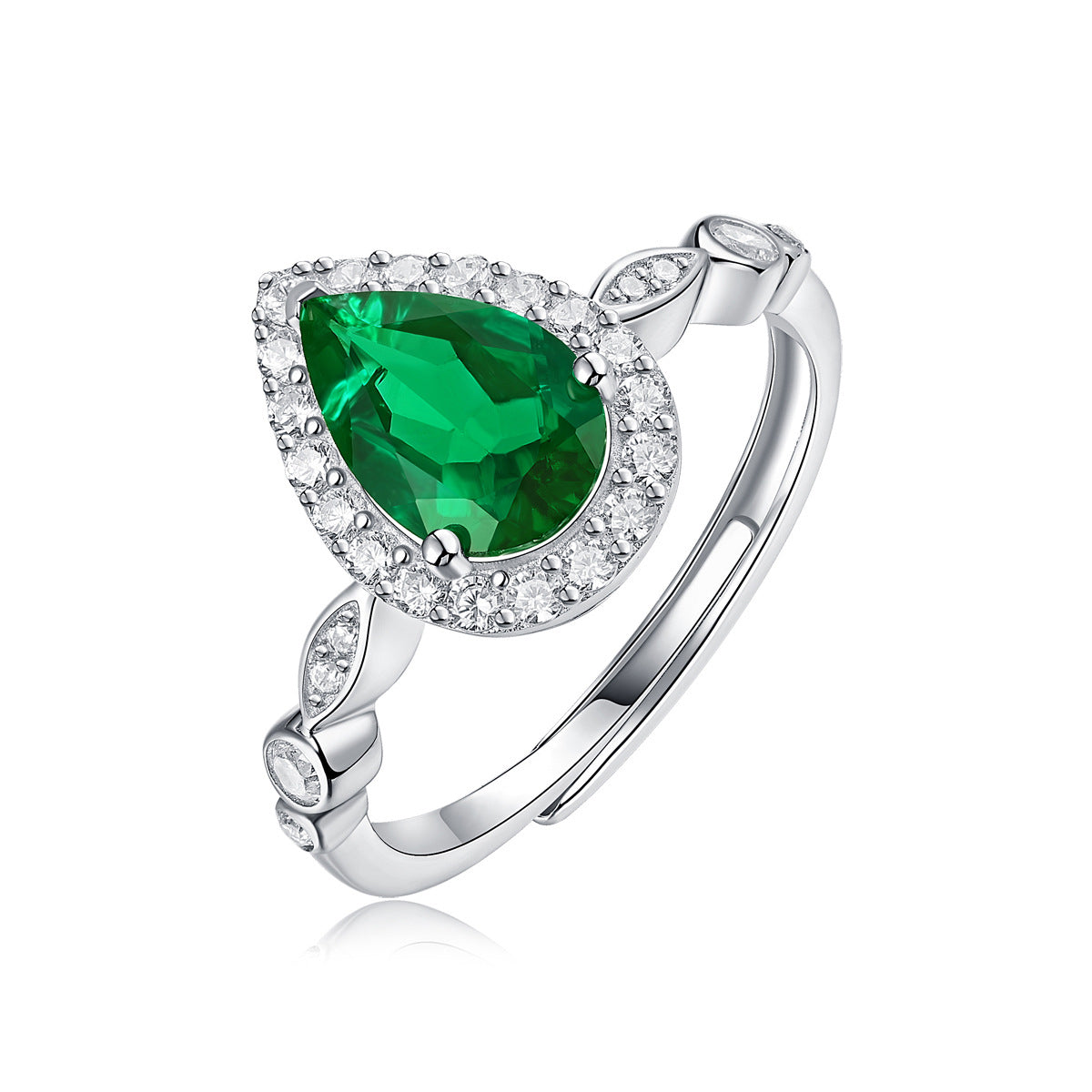 LANjewels Pear Shape Emerald Gemstone Ring 1.5 ct