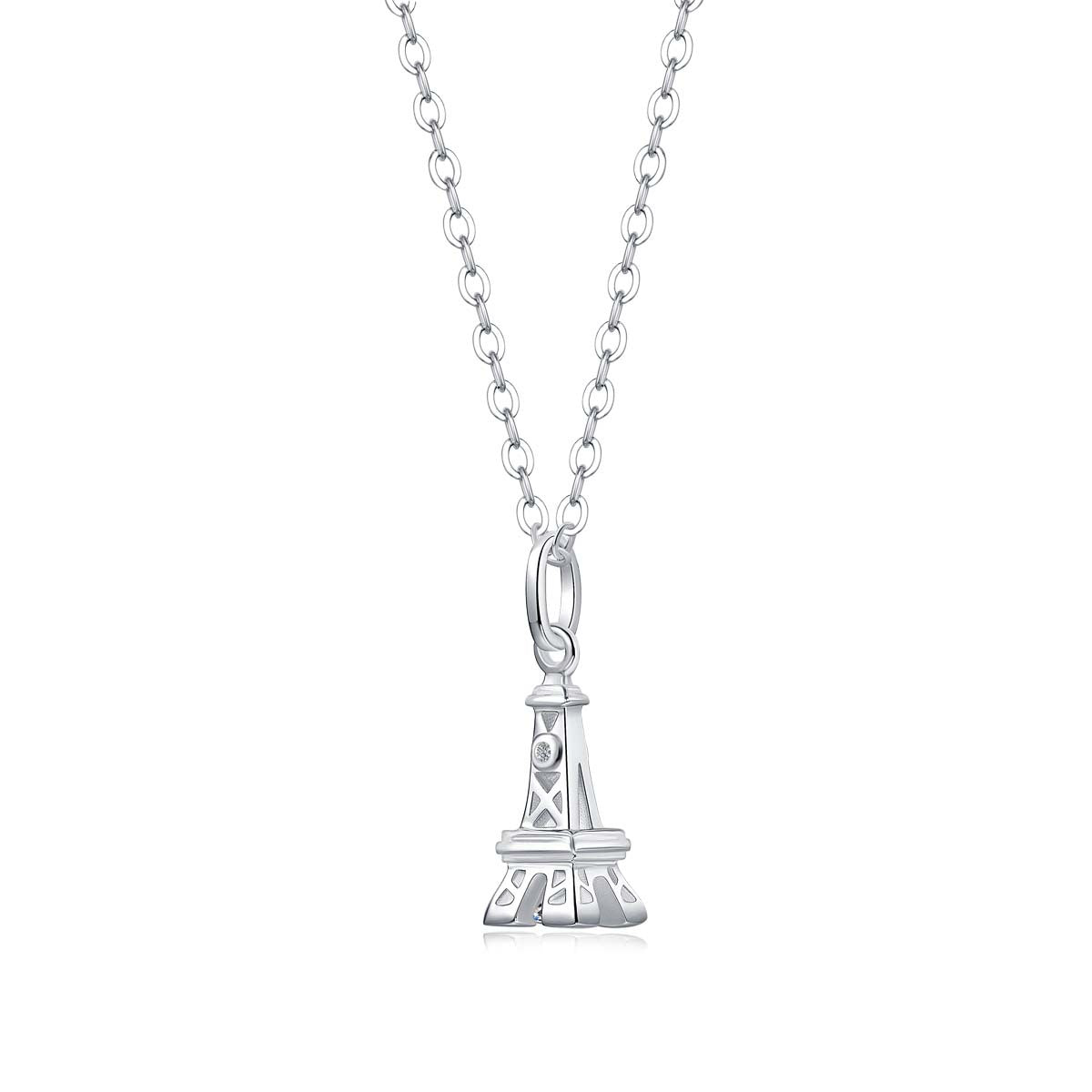 LANjewels Eiffel Tower Moissanite Pendant Necklace 0.3 ct