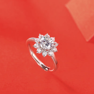 LANjewels Sunflower Moissanite Engagement Ring 1.0 ct