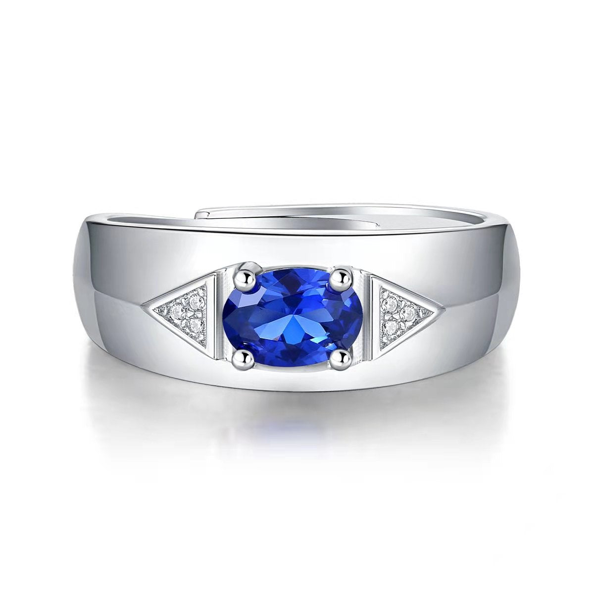 LANjewels Fashion Men's Lab Created Blue Sapphire Ring 1.0 ct