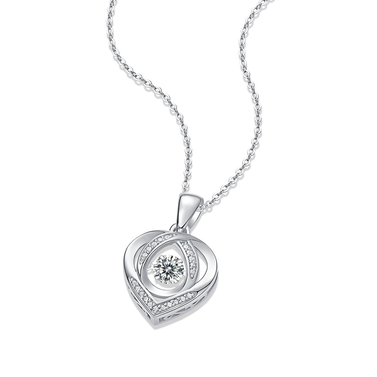 LANjewels Miss You Heart Moissanite Pendant Necklaces 0.5 ct