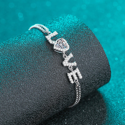 Lanjewels "LOVE" Word Moissanite Diamond Bracelet 0.5 ct