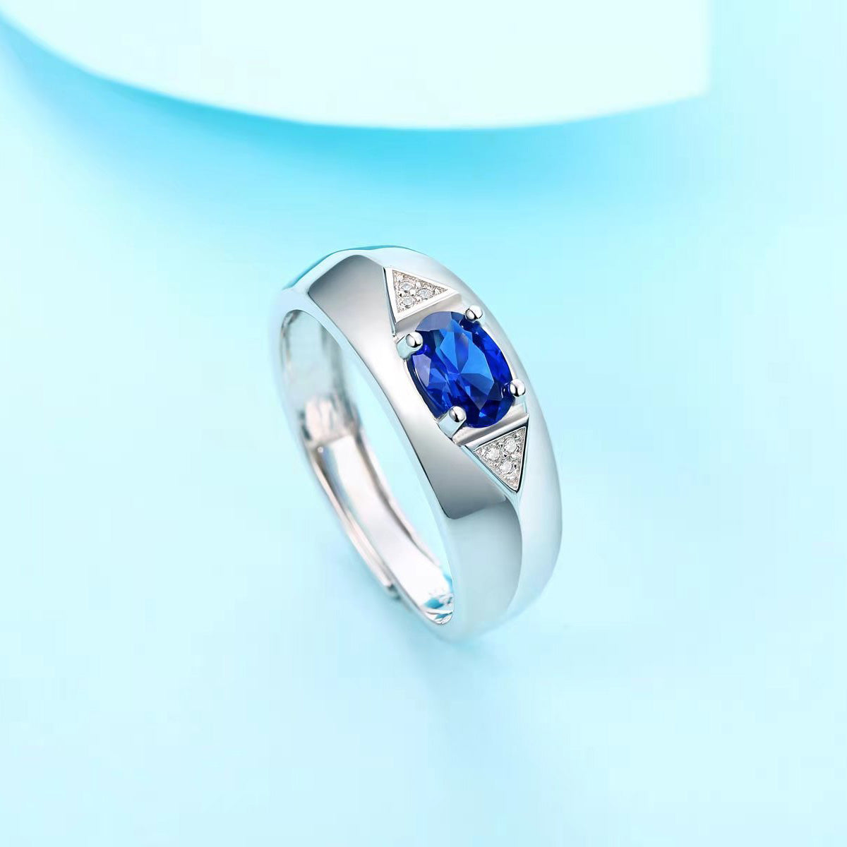 LANjewels Fashion Men's Lab Created Blue Sapphire Ring 1.0 ct