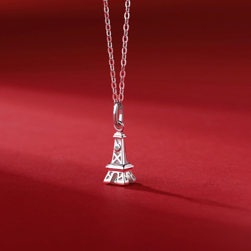 LANjewels Eiffel Tower Moissanite Pendant Necklace 0.3 ct