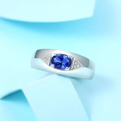 LANjewels Fashion Men's Lab Created Blue Sapphire Ring 1.0 ct