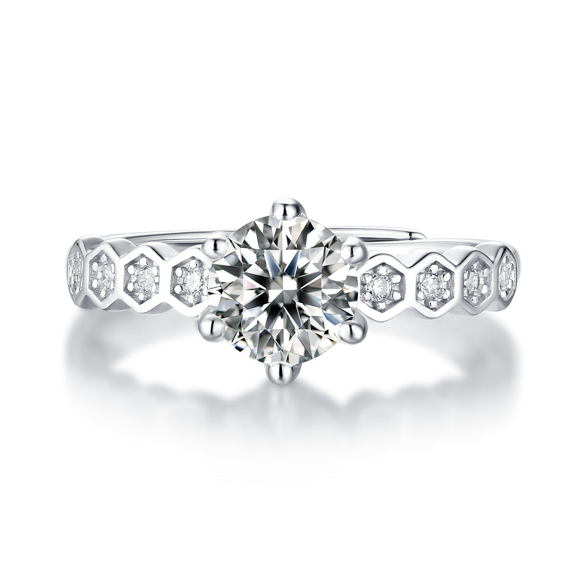 LANjewels Cute Honeycomb Moissanite Engagement Ring