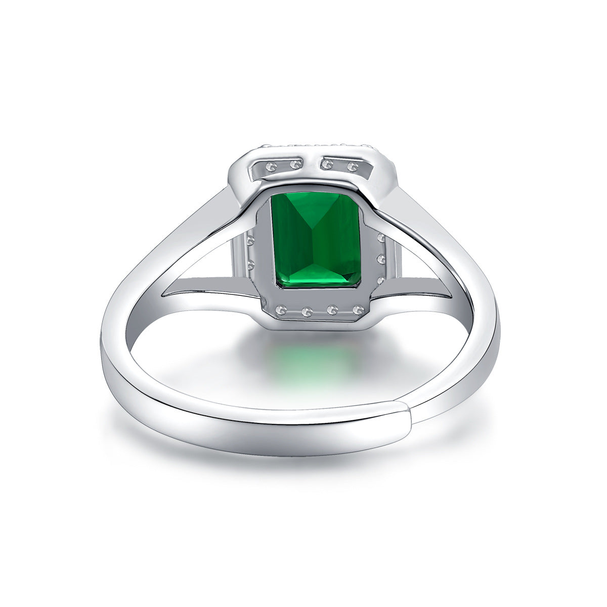 LANjewels Luxury Halo Y-Arm Emerald Gemstone Ring 1.5 ct