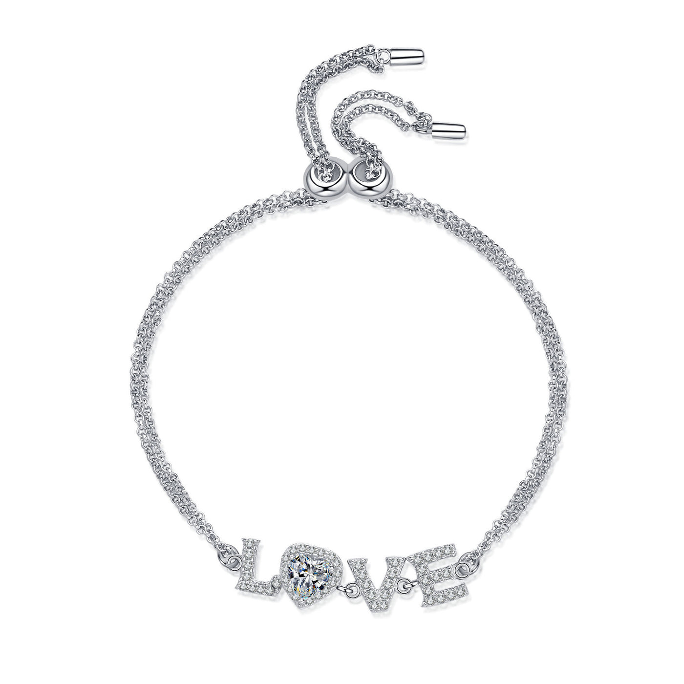 Lanjewels "LOVE" Word Moissanite Diamond Bracelet 0.5 ct