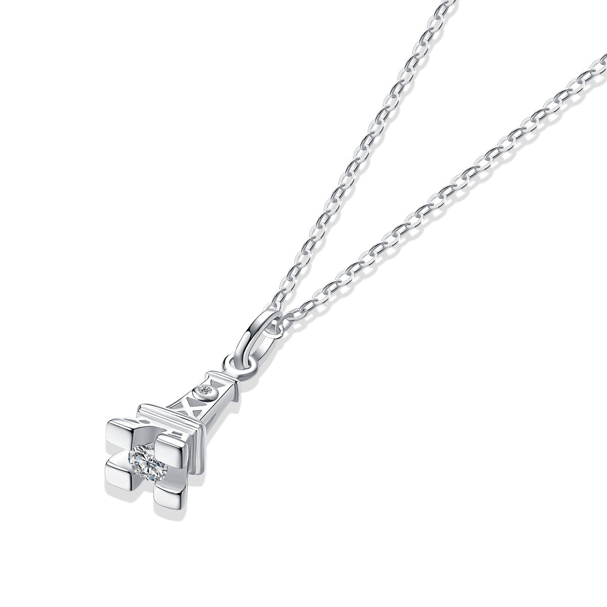 LANjewels Eiffel Tower Moissanite Pendant Necklace 0.3 ct