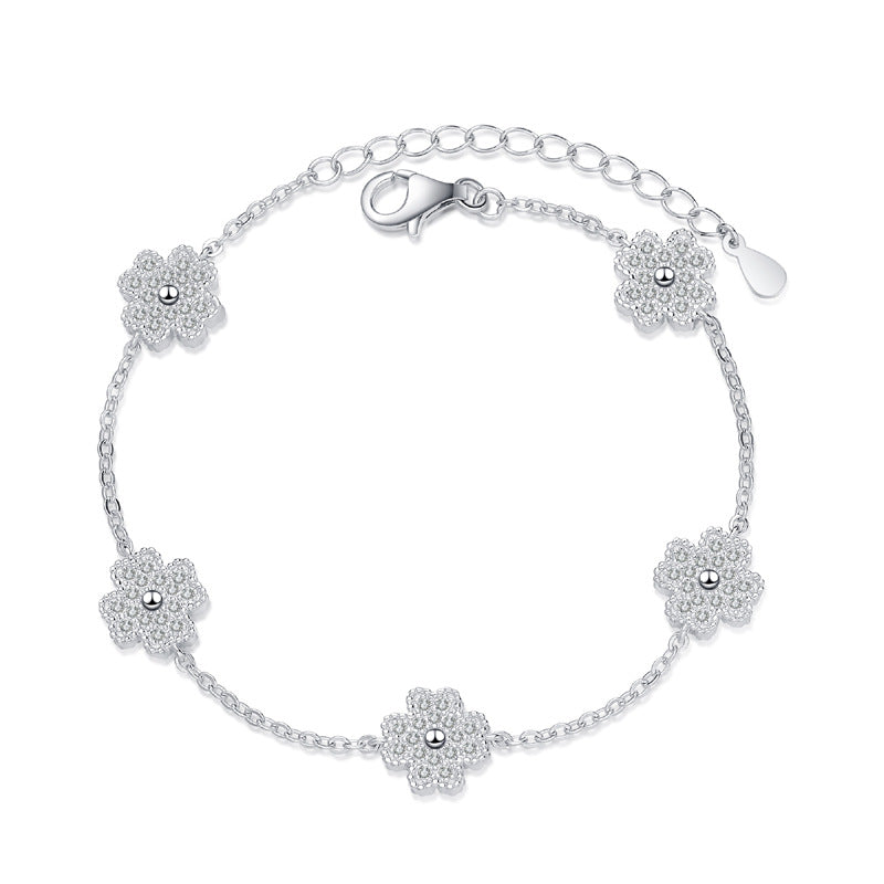 Lanjewels Flower Shape Moissanite Diamond Bracelet 0.64 ct