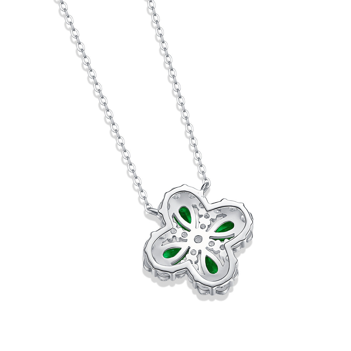 LANjewels Lucky Clover Heart Emerald Pendant Necklaces