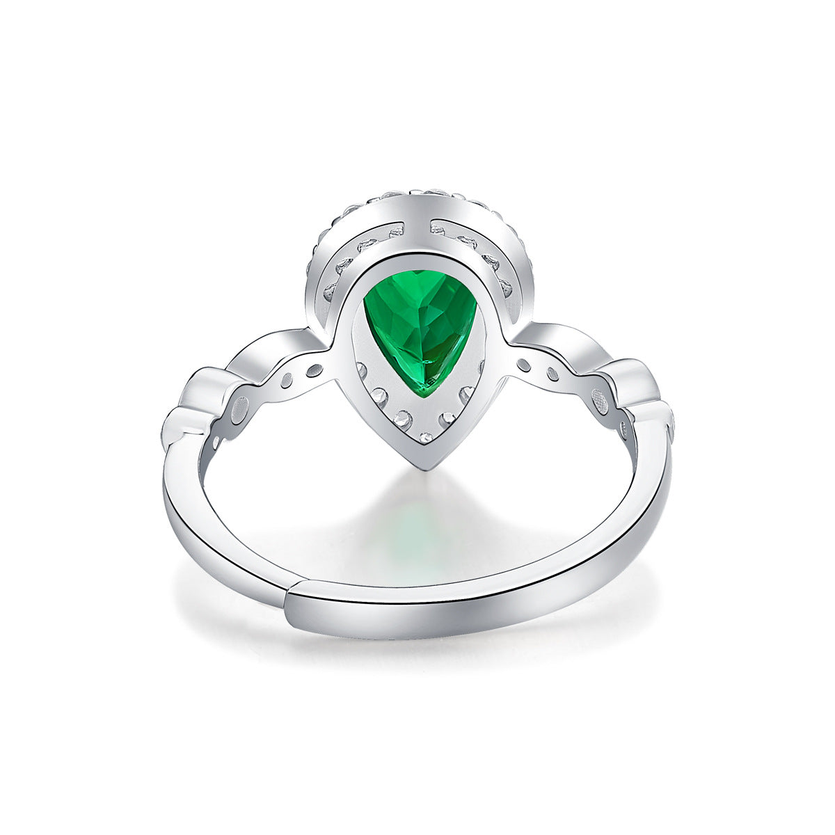 LANjewels Pear Shape Emerald Gemstone Ring 1.5 ct